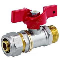 Кран шаровой латунь никель 1017 Euro Дн 16х1/2" Ру16 НР/обжим бабочка Aquasfera 1017-01