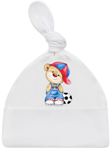 Шапочка с принтом "Мишка с мячиком"