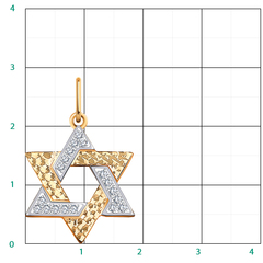 3334а- Подвеска Звезда Давида  из комбинированного золота с фианитами