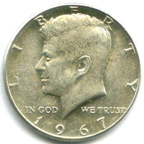 1/2 доллара США 1967 год AU (Кеннеди)