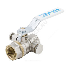 Кран шаровой латунь никель 1132 Standard Ду 20 Ру30 ВР рычаг с воздухоотводчиком Aquasfera 1132-02