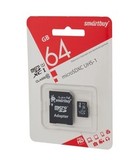 Карта памяти Micro-SD 64 GB Smart Buy Class 10 с адаптером