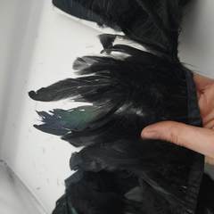 Тесьма  из перьев петуха h-15-18 см, черный (уценка)