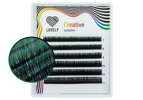 Ресницы двухтон.зеленые Lovely MINI MIX (С+ 0.07 7-11mm)