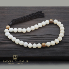 Чётки православные. Бело-медовый нефрит. 10мм