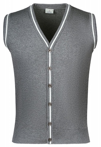 Серый жилет на пуговицах STENSER с контрастным кантом