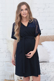 Комплект для беременных и кормящих с халатом и сорочкой 09914 темно-синий