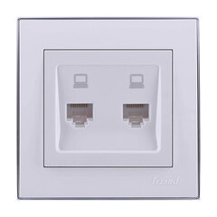 RAIN 703 0225 141 Розетка компьютерная двойная белая с бок.вст.хром