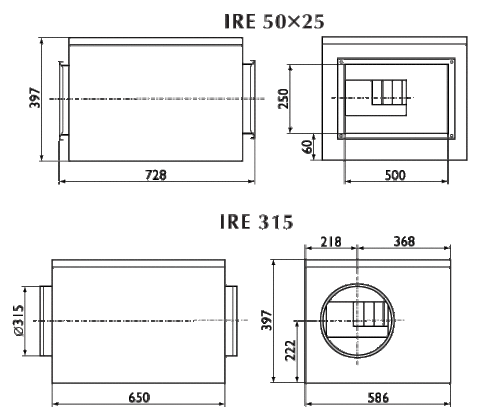 Ostberg IRE 80x50 E3  вентилятор канальный в изолированном корпусе