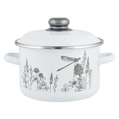 Кастрюля сталь, эмал, 2 л, с крыш, крышка сталь, Appetite, Flora-2, 1RD161M, индукц