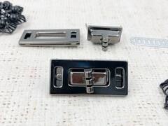 Застежка для сумки, р. 2,2х4,6 см, тёмный никель