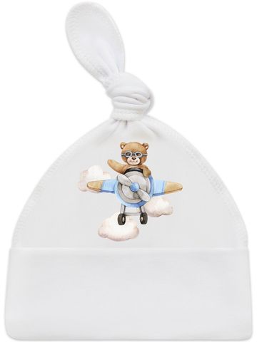 Шапочка с принтом "Мишка-пилот"