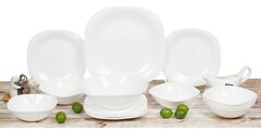 Сервиз столовый стеклокерам, 19 пр, 6 перс, Daniks, Белый Квадро, W 19C9