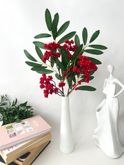 №2 Ягоды рябины на ветке, цвет красный, 53 см, набор 2 ветка.