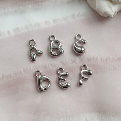 Буква D, родий, 13 мм, 1 шт, П704