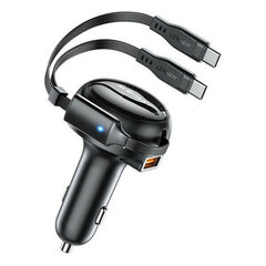 Автозарядка ACEFAST B13 53W 2-in-1 USB-A/2*USB-C car charger с раздвижным кабелем, черный