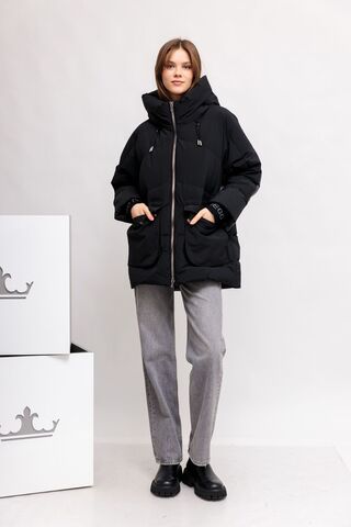 Diego M Пуховик -парка в сочетании материалов