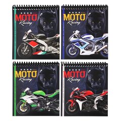 
          Блокнот А6, спираль, Проф-Пресс, мелованная обложка, 40 л., клетка, "Мотоцикл и пантера"