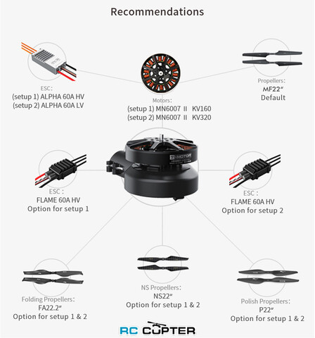 Набор ВМГ T-Motor 6007 II-X KV160 HV(MN6007 II KV160 1шт + ESC Alpha 60A HV 12S 1шт + мотормаунт)