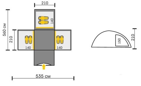 Картинка палатка кемпинговая Talberg Delta 6 зеленый - 2