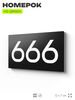 Номер на дверь 666, табличка на дверь для офиса, квартиры, кабинета, аудитории, склада, черная 120х70 мм, Айдентика Технолоджи