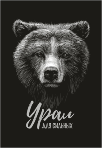 Магнит Урал закатной 80*53 мм №0023 Медведь на черном фоне