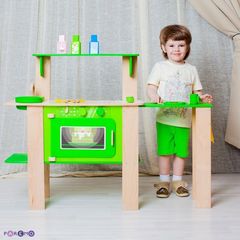 Кухня из дерева для мальчиков и девочек "Мятный лимонад" с 16 аксессуарами