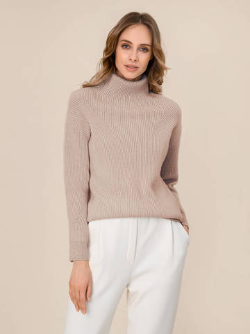 Женский свитер бежевого цвета из шерсти и кашемира - фото 1
