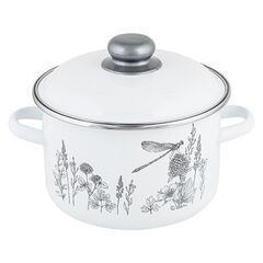 Кастрюля сталь, эмал, 2 л, с крыш, крышка сталь, Appetite, Flora-2, 1RD161M, индукц