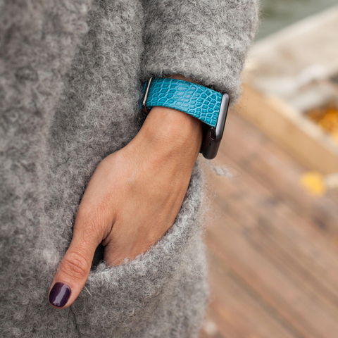 Ремешок для Apple Watch 44/45/46 mm из кожи аллигатора, цвета тиффани