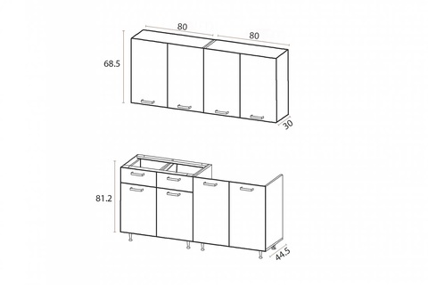Кухня Рио 1.6 м дуб крафт
