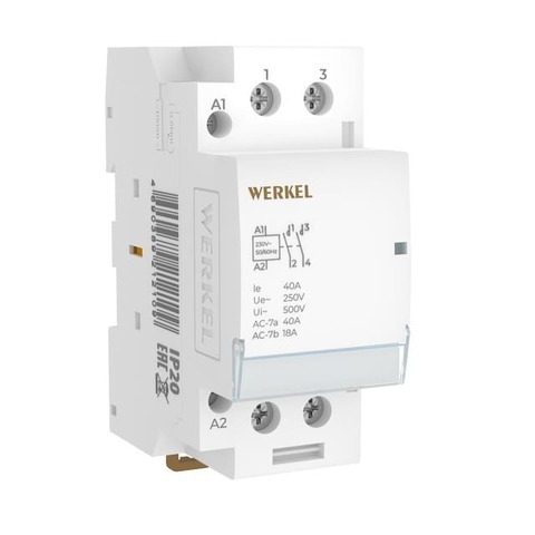 Контактор модульный 40 A 2NO - 2 модуля. Цвет Белый. Werkel(Веркель). Модульные устройства. a069475 / W942M40O