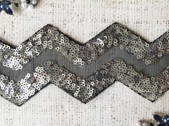 Тесьма "Пайетки на сетке", ш.6см.