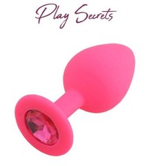 Анальная пробка Play Secrets Розовая_ с розовым кристаллом