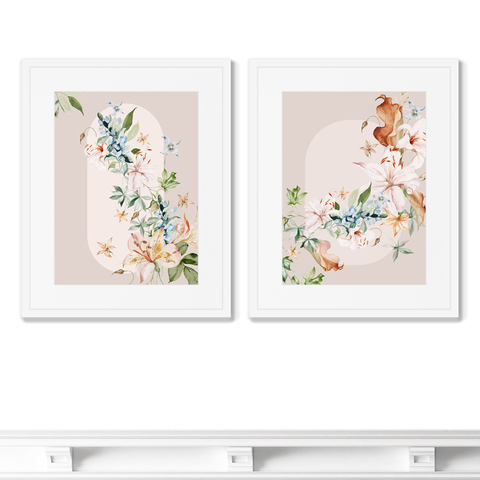 Opia Designs - Набор из 2-х репродукций картин в раме Floral set in pale shades, No11, 2021г.