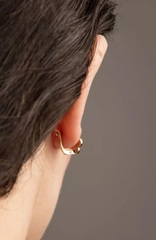 С11-6- Серьги Trendy Gold -клевер из золота с  ониксом на английском замке