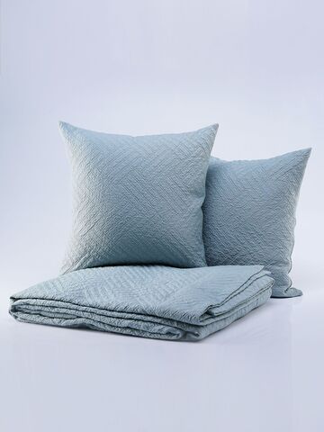 Покрывало 240х260 и 2 декоративные подушки 45х45 Claire Batiste Tilt Greg бирюзовые