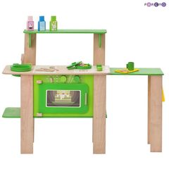 Кухня из дерева для мальчиков и девочек "Мятный лимонад" с 16 аксессуарами