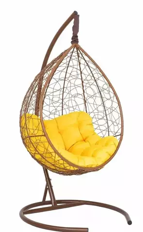 Подвесное кресло-кокон SEVILLA RELAX горячий шоколад, желтая подушка (Laura Outdoor)