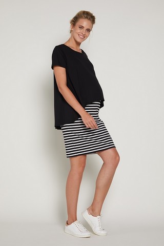 Платье для беременных и кормящих 09381 черно-белый