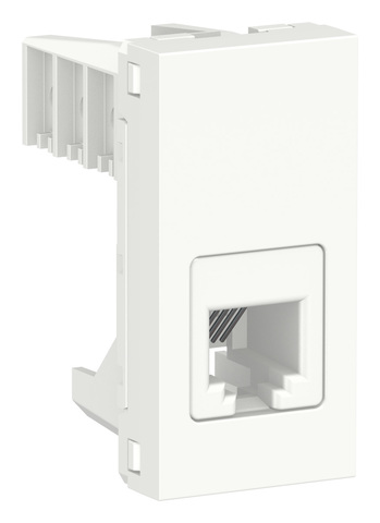 Розетка телефонная, RJ12, одиночная, 1 модуль. Цвет Белый. Schneider Electric. Unica Modular. NU349118