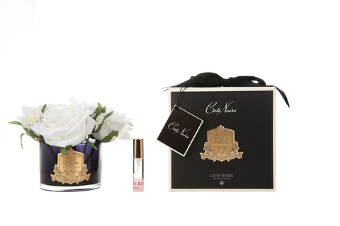 Букет из 5 роз ароматизированный в черной вазе и 1 спрей 17х17х17 Cote Noire Five Rose Ivory