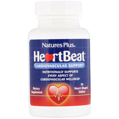Nature's Plus, HeartBeat, поддержка сердечно-сосудистой системы, 90 таблеток в форме сердца