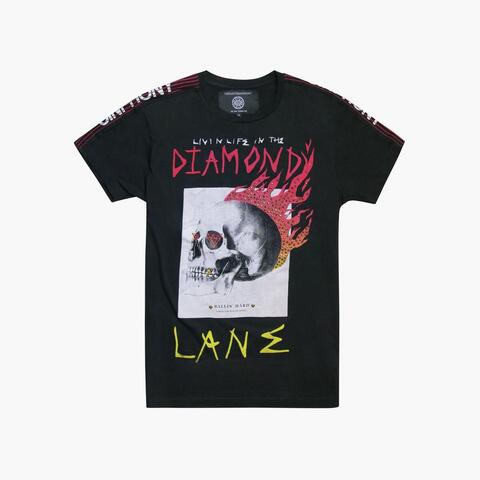 The Saints Sinphony | Футболка мужская DIAMOND LANE SKULL TEE BLACK AND RED STN002 перед