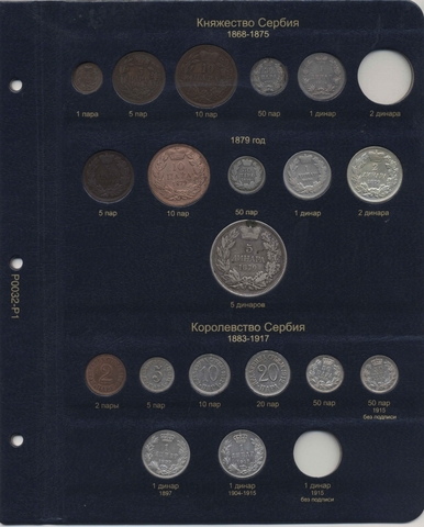Комплект листов для монет княжеств Сербии и Черногории. Коллекционеръ