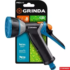 GRINDA BM-8, 8 режимов, курок сзади, металлический с TPR, поливочный пистолет, PROLine (8-427339)