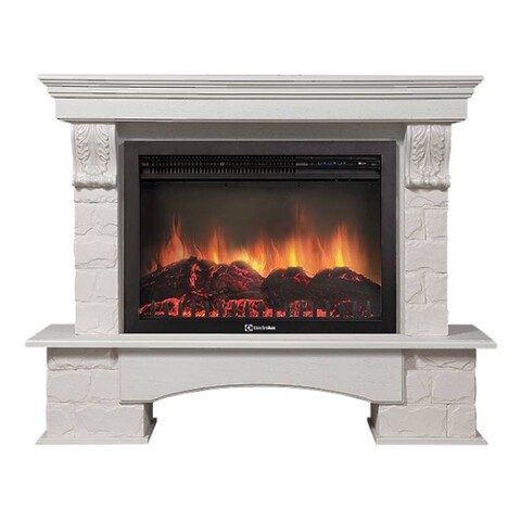 Портал Firelight Forte 30S камень белый шпон белёный дуб
