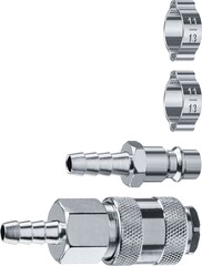 ЗУБР (штуцер ″елочка″, 8 мм - рапид муфта) + (рапид штуцер-штуцер ″елочка″, 8 мм) + (обжимные хомуты 2 шт), набор, Профессионал (64920-08-H)