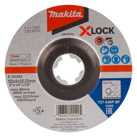 Абразивный шлифовальный диск 125х6х22,23 мм Makita E-00393