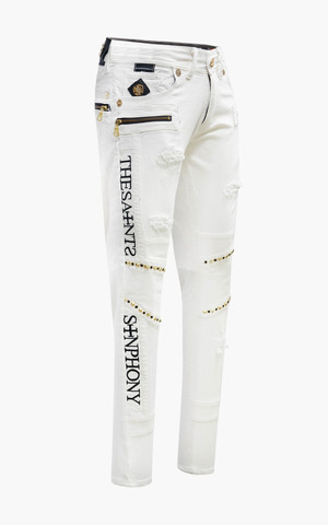 The Saints Sinphony | Джинсы мужские WORDS EMBROIDERY JEAN WHITE TSG436 перед